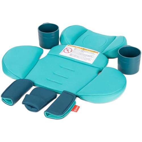 Image of Diono Radian 3R Comfort Travel Kit, Infant Car Seat Accessory, Compatible with Radian 3R, 7-Piece Kit (2 Harness Pads, 1 Buckle Pad, Head Cushion, Seat Cushion, 2 Cupholders), Blue Razz Ice