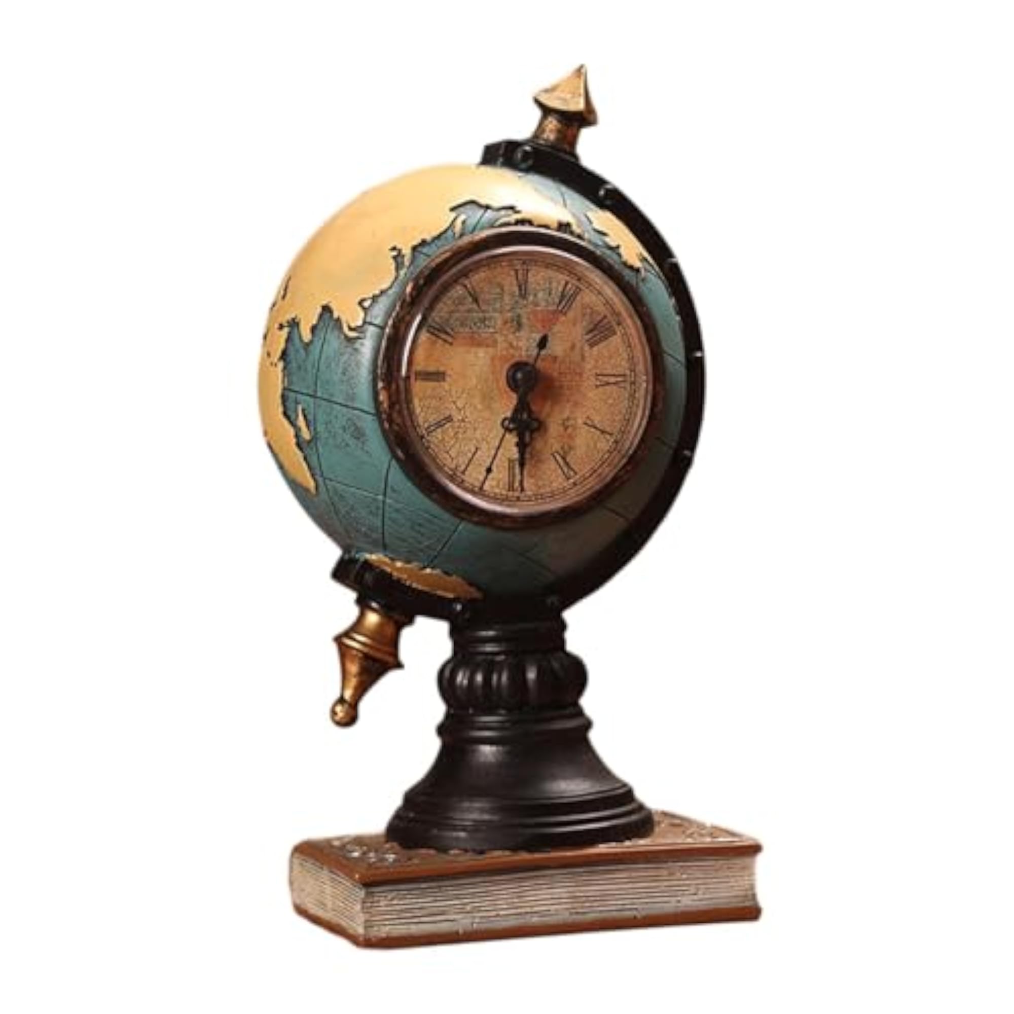 Globe Figurine Table Clock, Decorative Desktop Clock for Office
