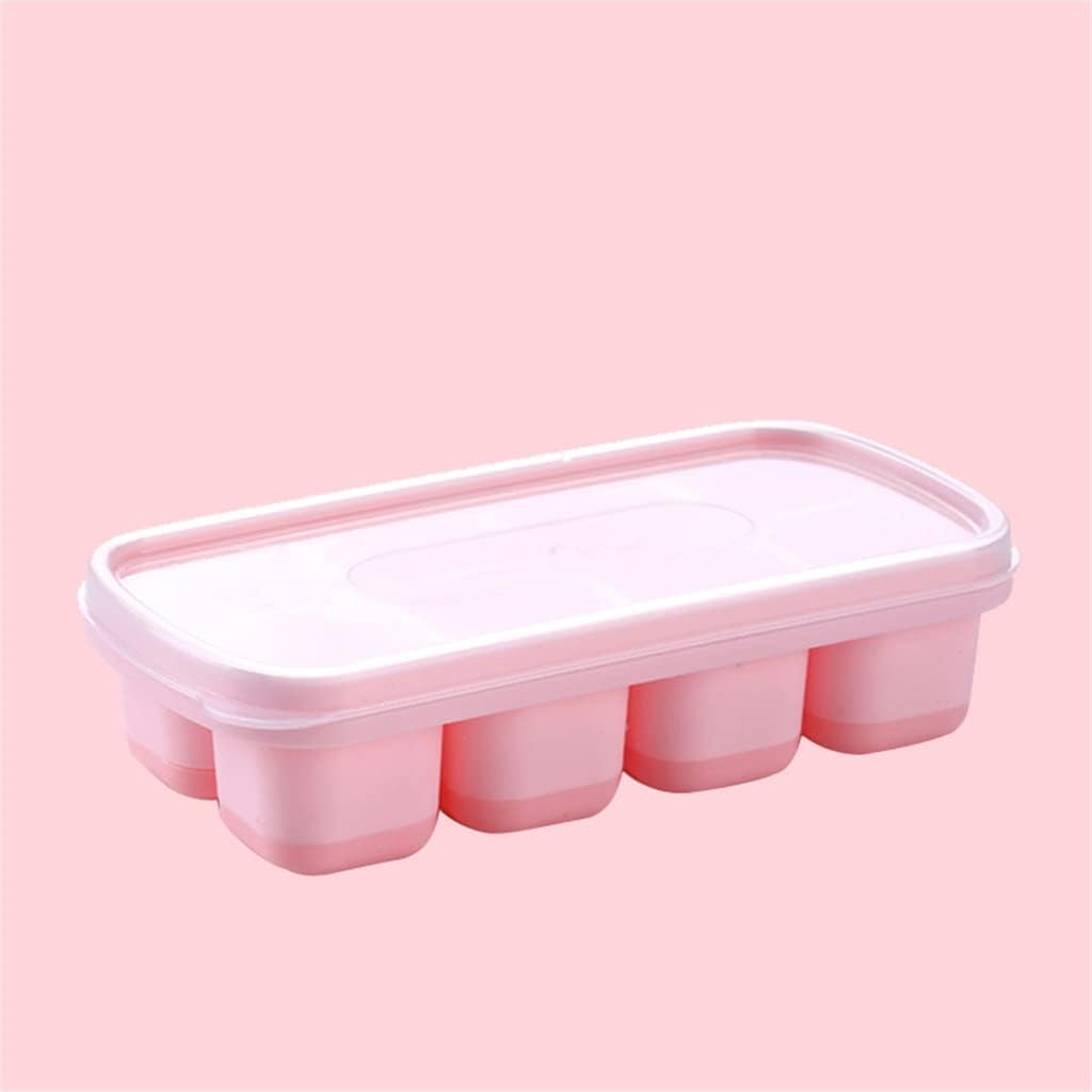 Ice Cube Household Homemade Ice Cube Storage Box Ice Maker Food-Grade Quick- Ice Box with Lid (Peach Powder 13.5 * 3.5cm) (Peach Powder 13.5 * 3.5cm)