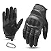 Guanti da Moto in Pelle Per Uomo e Donna Guanti Scooter in Mesh Guanti Da Motociclista con Schermo Tattile a Dita Complete con Protezione Rigida per Le Nocche per Powersports -Nero Large