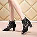 Women's Flowers Lace Fish Mouth Open Toe High Heels Sandals with Back Zipper Cutout Breathable Non-Slip Block Heeled Ankle Bootie Sandals Fashion Wedding Party Dress Shoes (12,Black,Female)