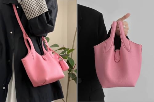 Slouchy PU Leather Bucket Bag Women Shoulder Hobo Bags Trendy Travel Crossbody Purse Mini Top-handle Tote Handbag 20252