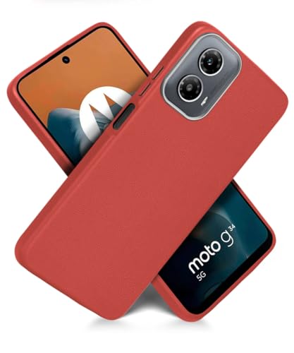 Image of WOW IMAGINE Back Cover for Motorola Moto G34 5G | Moto G45 5G | Ultra Slim Flexible Non-Slip Grip | Inner Fabric | Metal Camera Ring & Lightweight Soft Silicone Mobile Case - Crimson Red