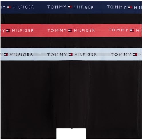 Tommy Hilfiger Calzoncillos bóxer Pack de 3 Hombre Trunks con Logotipo en la Cintura, Multicolor (FRS Cran/Swt BLU/NGHT Sky), M