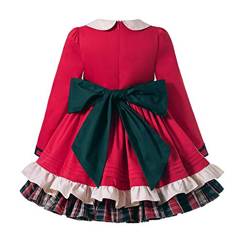 Pettigirl Girls Red Long Sleeve Clothing Toddler Vintage Ruffle Layer Party Birthday Fancy Dresses2