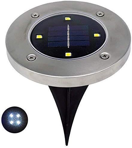 Yocitoy 4 LED Solar Powered Floor Lights Outdoor Lamp Waterproof LED Solar Path Lights Garden Landscape Spike Lighting for Yard Driveway Lawn Pathway 1PC & White [Energy Class A+++]