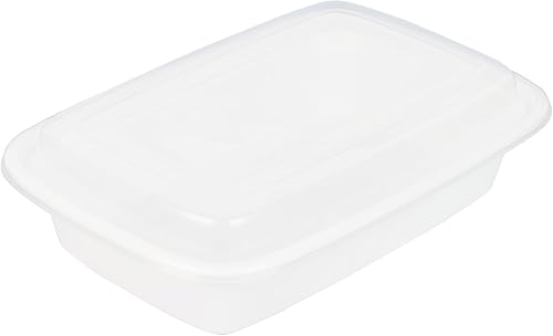 Restaurantware-Asporto 24 Ounce Take Out Containers, 100 Food Containers With Lids - Microwavable, Disposable, White Plastic To Go Boxes For Food, No BPA, For Take Out And Delivery