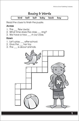 School Zone - My First Crosswords Workbook - Ages 6 To 8, 1St To 2Nd Grade, Activity Pad, Word Puzzles, Word Search, Vocabulary, Spelling, And More (School Zone Little Busy Book™ Series) #TOP2