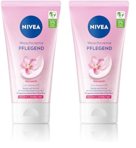 NIVEA Pflegende Waschcreme mit Mandelöl, sanfte Gesichtsreinigung für trockene und sensible Haut,...