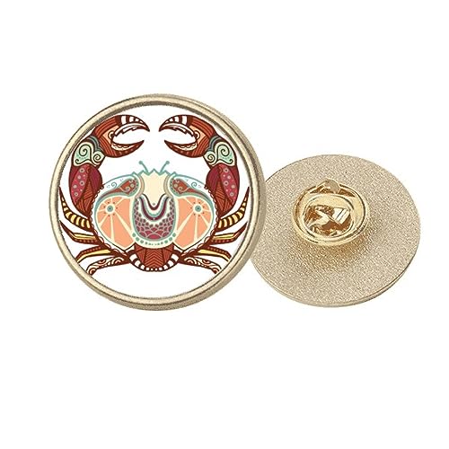Broche Cancer zodiaque métal doré ronde taille M constellation astro