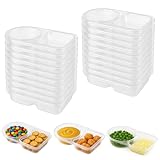 Oncpcare 20 recipientes de condimentos de doble compartimento con tapa, recipientes de plástico reutilizables para salsas y aperitivos para preparación de comidas, salsas, aderezos de ensalada, viajes