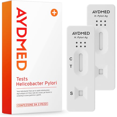 2 x Aydmed Test Helicobacter Pylori | Kit per il test H Pylori per l'autoanalisi domestica delle ulcere gastriche e della gastrite | Risultati in 10 minuti | 98% di precisione | Certificato CE