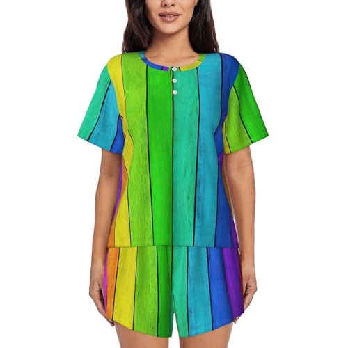 Imprimé sur fond en bois coloré arc-en-ciel EdWal tableau mural bois multicolore