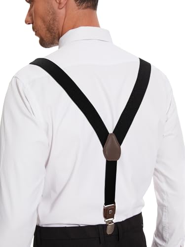 Image of habibee Suspenders and Bow Tie Set for Men, Adjustable Elastic Braces with Y-Back, Diverse Colors, Strong Clips