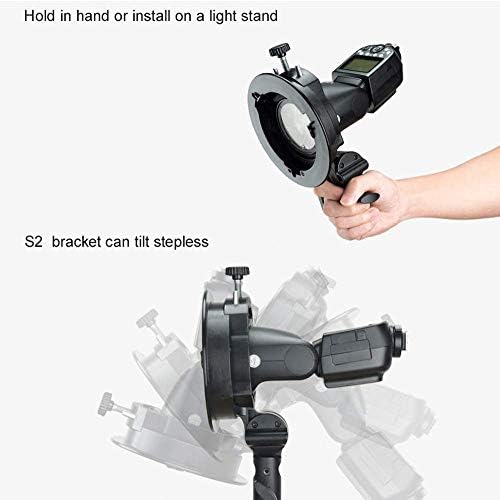 Godox S2 Bowens S-Type Bracket Speedlite Holder Compatible with Godox V1 Round Head Speedlite Series Flash, AD200Pro, AD200, AD400Pro, Godox V860II/TT685/TT350 Series(Upgrade Version)