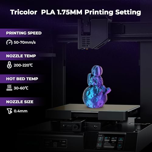 Image of AMOLEN Silk PLA 3D Printer Filament, Tri Color Purple /Blue Green /Burnt Orange PLA 1.75mm, Shiny Multi Color Change Filament 3D Printing PLA Filament for Most FDM 3D Printer, 1kg Spool(2.2lbs)