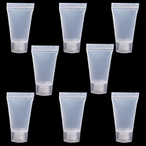 Misgirlot 60Pcs 5ml Empty Refillable Plastic Tubes Bottle Squeezable Tubes Travel Cosmetic Containers Soft Sample Bottles for Lotions,Creams and Shampoo,Transparent Color