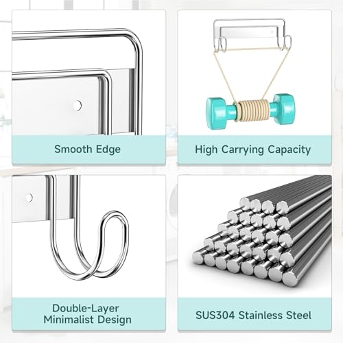 LOXSUN Ironing Board Hanger Wall Mount, Ironing Board Holder for T or Y Leg, Stainless Steel Iron Board Hanger, Laundry Room Wall Hook for Iron Board Holder