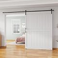 ALAMEDADT 60''x 84'' Sliding Barn Door with 10 Ft Barn Door Hardware Kit& Handle& Floor Guides,Pre-Drilled Holes Easy Assembly - Include Installation Manual, Water-Proof PVC Surface, H-Frame, White