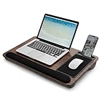 Portable Lap Desk Wood Laptop Tray with Cushion, Lightweight Laptop Stand for Bed Lap Tray with Built-In Mouse Pad, Wrist Rest, Phone Slot, Lap Stand for Sofa and Bed, Brown