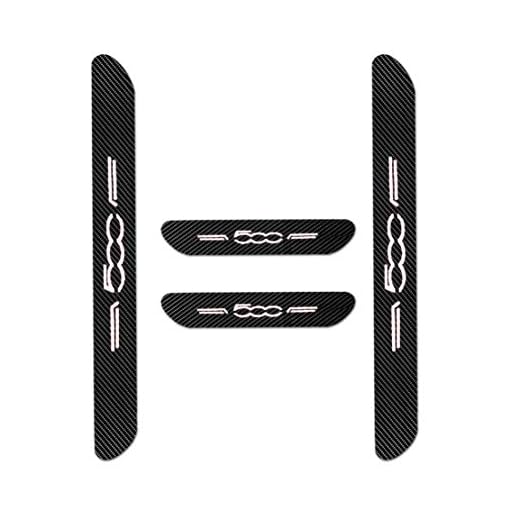 para 500 Decoración Pegatina para Estribos,Protección de Pedal de umbral,Faldones Laterales Fibra de Carbono,Evitar el Desgaste 4Piezas Blanco
