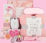 ZUVYRO Self Care Gifts for women,Birthday Pamper Gifts Get Well Soon Set W/Luxury Blanket for Women Care Package,Mothers Day Spa Gift Basket for Mom Her Wife Friend Bestie (Pink)