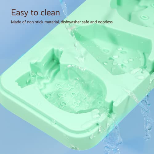 Jocuu Silicone Fruit & Ice cream Popsicle Molds, Set of 2 - Stackable, Non-stick, BPA Free Freeze Pops for Ice Cream, Chocolate, Yogurt, Ice Cubes, Jelly & Baby Food Supplements (Green) - Thumbnail 6