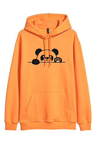 Image of More & More Unisex Kid's Cotton Hoodie Sweatshirt with Pocket Full Sleeves Hooded Neck Solid Pattern Regular Fit Panda Theme and Standard Length | Kids Hoodies for Casual