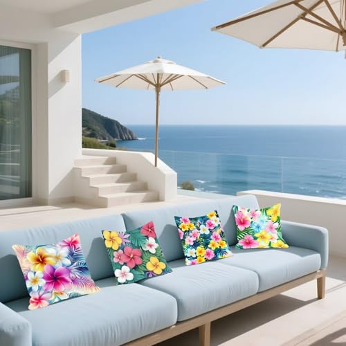Housse coussin 50x50 impression recto verso fleurs colorées - 3
