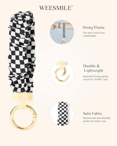 Image of WEESMILE Scrunchie Keychain Wristlet for Car Key Chain with D Key Ring