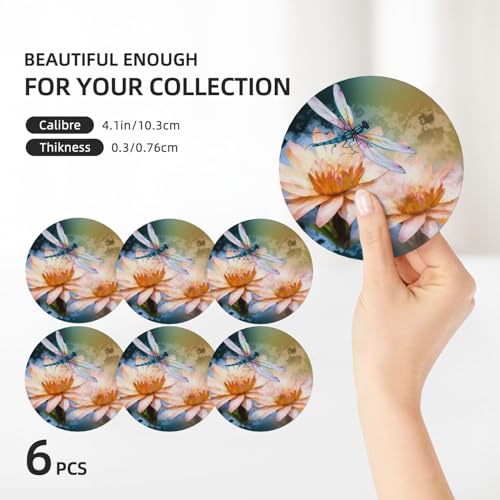 Dessous de verre céramique absorbants lot de 6 avec support - 4