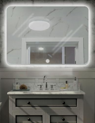 Opiniones de Espejos de pared para comprar hoy. 42 RED VELVET Espejo Inteligente de Baño Rectangular con Luz LED | Control Táctil, Montaje en Pared, Diseño Moderno y Elegante