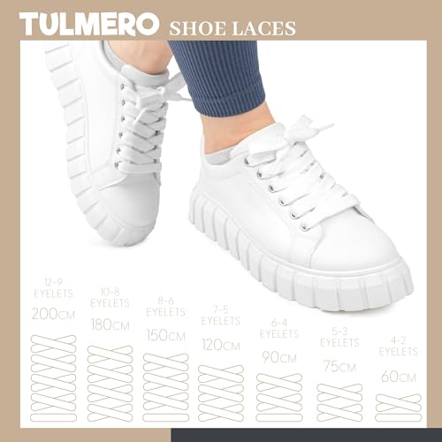 SULPO 2 paires de lacets plats – Lacets de 12 mm de large pour chaussures – 60–200 cm – Lavables et résistants à la déchirure en polyester – 18 couleurs, Blanc., 120cm - 2 Paare – vue 7