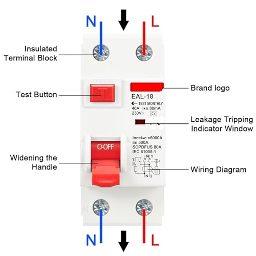 Disjoncteur différentiel type A 100mA protégeant efficacement vos circuits 20A 2P - 6