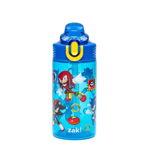 Zak Designs Sonic the Hedgehog Sage 16oz Leak-Proof Straw Kids Water Bottle