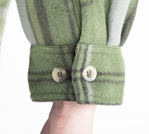 Image of Facitisu Men Flannel Jackets with hood Heavyweight Plaid Jacket hoodie Zipper Warm Thick Winter Coat Green 3XL