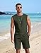 COOFANDY Men's Short Sets Outfits Sleeveless Fashion Shirt and Shorts Set Casual Athletic Suit Summer Outfits, Army, M