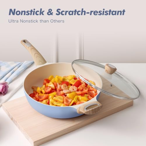 Image of SENSARTE Ceramic Pots and Pans Set Nonstick, Kitchen Cookware Sets, 14-Piece Induction Cookware, Non-toxic Healthy Non Stick Cooking Set, with Frying Pans Set, PFAS PTFE PFOA PFOS Free