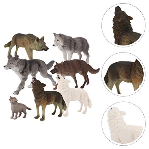 Toyvian 7 Unidades simulação de lobo figura da vida selvagem escultura de mini lobo brinquedo decora