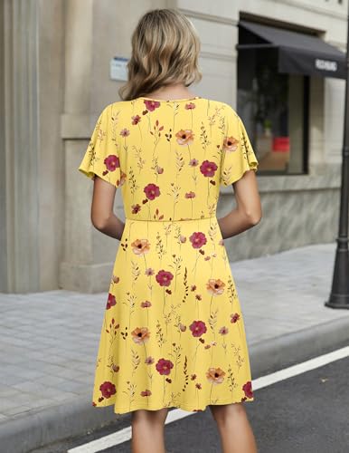 Image of Zeagoo Womens Summer Dresses Wrap V Neck Dress Floral A-Line Ruffle Sleeve Casual Sundress with Pockets 2026