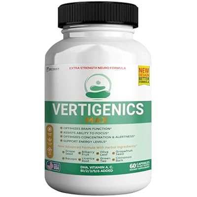 Vertigenics Max Brain Support Supplement, Extra Strength Neuro Formula, 60 Capsules, with Herbal Ingredients and Vitamins (1)