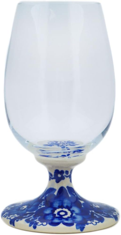 Polmedia Polish Pottery Glass UNIKAT - Fancy Floral Pattern Handmade in Boleslawiec Poland + Certificate of Authenticity