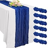 6 Pack 10FT Cheesecloth Table Runner 20 x 120 inch Long Boho Rustic Gauze Romantic Cheese Cloth Sheer Table Runner for Wedding Dining Event Birthday Anniversary Party Decoration(Royal Blue)