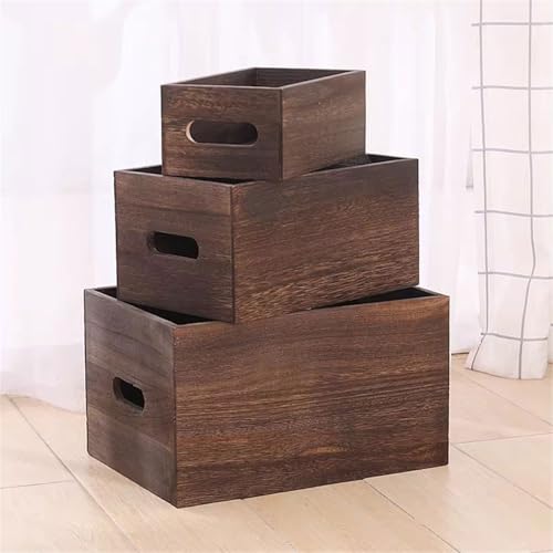 Caja almacenamiento asas estantería madera vinilos retro mediano 7
