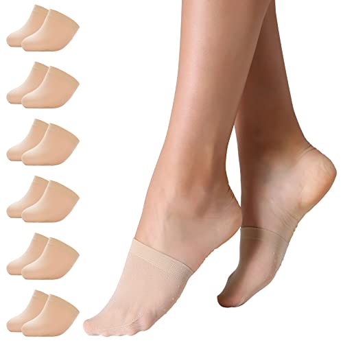 MANZI 6/8 Pairs Toe Topper Women Socks Half Noshow Seamless Socks One Size Nude 6
