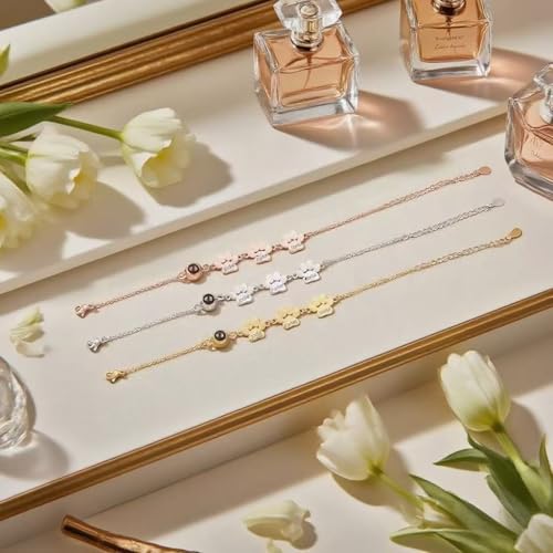 Custom Name Bracelet with Picture inside, Personalized Dog Paw Projection Bracelets with Names, Picture Bracelet Personalized Photo, Pet Dog Cat Memorial Gifts for Women4