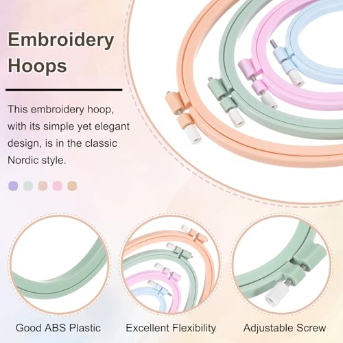 Image of PATIKIL 3 Pieces 6.9 inch x 9.4 inch Oval Embroidery Hoops, Adjustable Cross Stitch Hoops Ring ABS Plastic Embroidery Frame Punch Needle Hoop for Sewing, Needlework, DIY Craft, Green