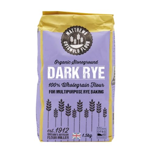 Matthews Cotswold Organic Stoneground Wholegrain Dark Rye Flour - 1.5kg Bag (Single Bag)