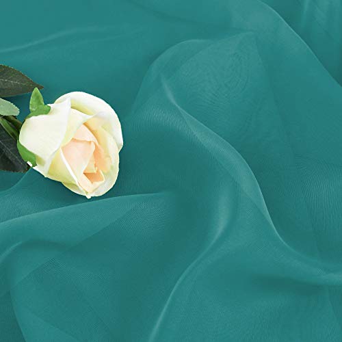 HUTO Teal Forest Green Sheer Window Scarf Valance for Girls Room Soft Voile Curtain Scaves Wedding Party Bed Canopy,1 Panel 52 x 144 Inches Long by HUTO - Image 4
