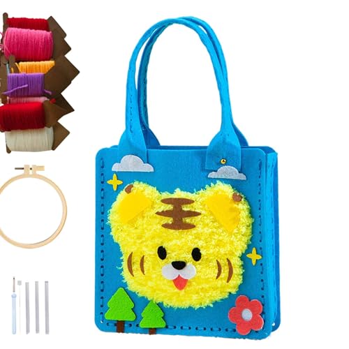 Generisch Jouet à coudre en feutre - Kit de couture amusant - Kit de collage amusant - Sac à provisions en feutre léger - Réutilisable - Pour la maison, l'école, les voyages